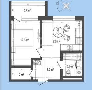 1-к квартира, вторичка, 37м2, 4/25 этаж