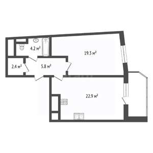 1-к квартира, вторичка, 55м2, 8/24 этаж