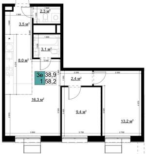 3-к квартира, вторичка, 58м2, 18/24 этаж