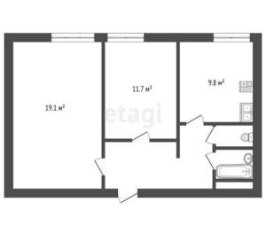 2-к квартира, вторичка, 52м2, 10/12 этаж