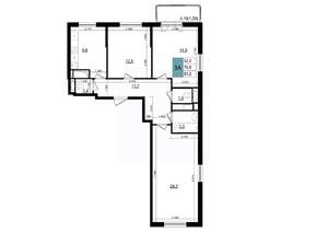 3-к квартира, строящийся дом, 81м2, 11/25 этаж