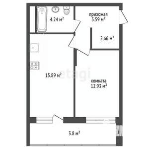 1-к квартира, вторичка, 45м2, 6/25 этаж