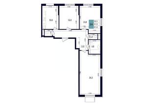3-к квартира, строящийся дом, 82м2, 2/25 этаж