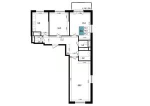 3-к квартира, строящийся дом, 81м2, 9/25 этаж