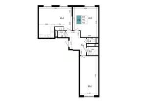 2-к квартира, строящийся дом, 79м2, 3/25 этаж