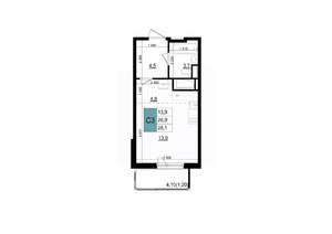 Студия квартира, строящийся дом, 28м2, 14/25 этаж