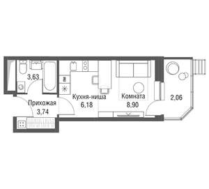 Студия квартира, вторичка, 25м2, 3/22 этаж