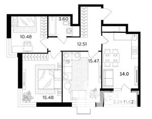 3-к квартира, вторичка, 73м2, 18/24 этаж