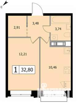 1-к квартира, вторичка, 33м2, 5/17 этаж