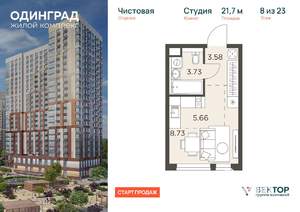 Студия квартира, вторичка, 22м2, 8/23 этаж