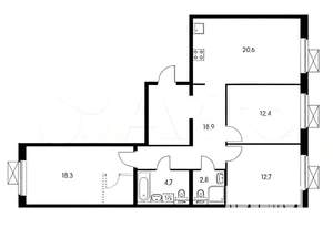 3-к квартира, вторичка, 89м2, 13/15 этаж