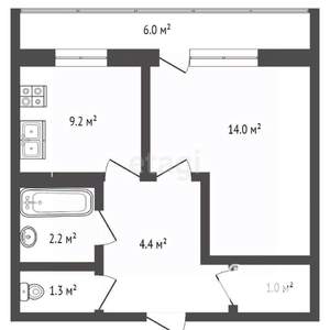 1-к квартира, вторичка, 35м2, 8/12 этаж