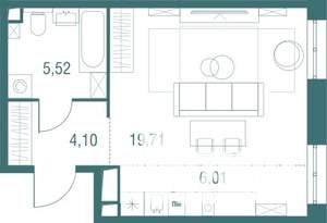 Студия квартира, вторичка, 35м2, 2/24 этаж