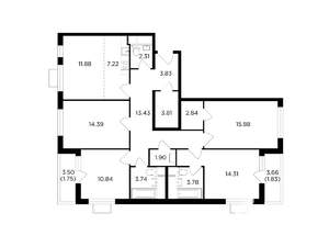 5-к квартира, строящийся дом, 114м2, 21/24 этаж