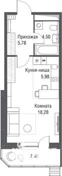 1-к квартира, строящийся дом, 37м2, 12/24 этаж