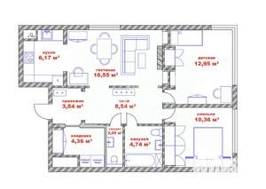 2-к квартира, вторичка, 71м2, 4/7 этаж