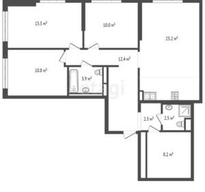 3-к квартира, вторичка, 87м2, 5/25 этаж