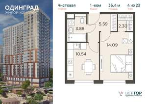 1-к квартира, вторичка, 36м2, 4/23 этаж