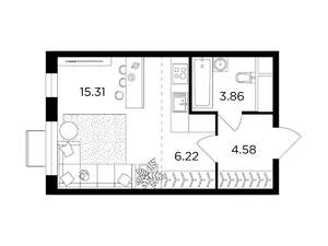 Студия квартира, строящийся дом, 30м2, 8/24 этаж