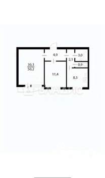 2-к квартира, вторичка, 51м2, 3/17 этаж