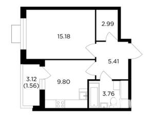 1-к квартира, строящийся дом, 39м2, 10/24 этаж