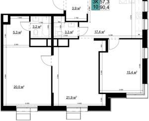 3-к квартира, вторичка, 90м2, 23/24 этаж