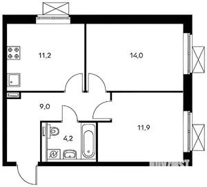 2-к квартира, вторичка, 50м2, 25/25 этаж