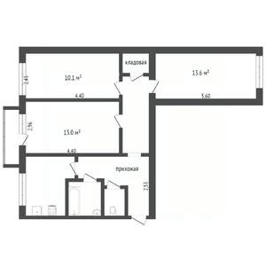 3-к квартира, вторичка, 56м2, 3/5 этаж