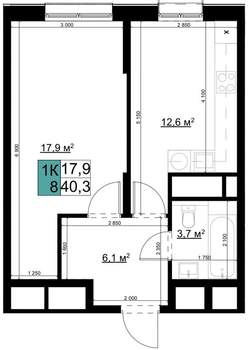 1-к квартира, вторичка, 40м2, 23/24 этаж