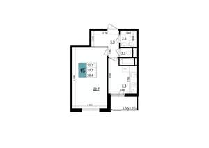 1-к квартира, строящийся дом, 39м2, 14/25 этаж