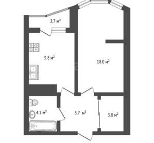 1-к квартира, вторичка, 41м2, 6/12 этаж