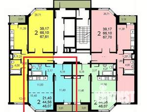 2-к квартира, вторичка, 46м2, 6/20 этаж