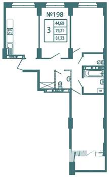 3-к квартира, вторичка, 79м2, 23/25 этаж
