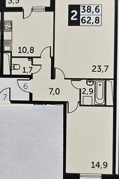 2-к квартира, вторичка, 63м2, 11/25 этаж