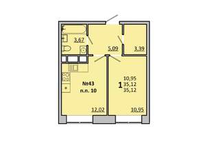 1-к квартира, вторичка, 35м2, 5/17 этаж