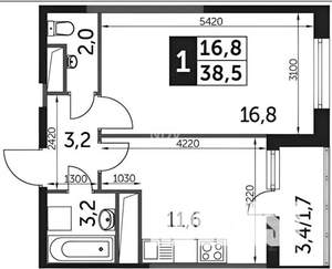 2-к квартира, вторичка, 40м2, 3/22 этаж