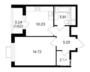 1-к квартира, строящийся дом, 38м2, 10/24 этаж