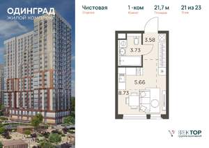 1-к квартира, вторичка, 22м2, 21/23 этаж