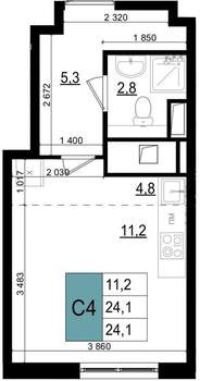 Студия квартира, вторичка, 25м2, 10/25 этаж
