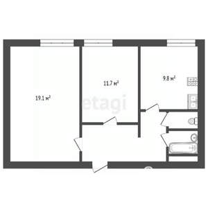 2-к квартира, вторичка, 52м2, 10/12 этаж