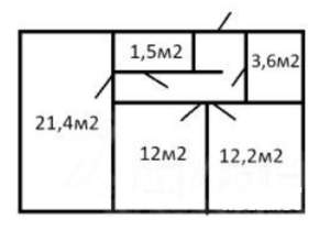 2-к квартира, вторичка, 57м2, 1/26 этаж