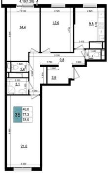 3-к квартира, вторичка, 79м2, 25/25 этаж