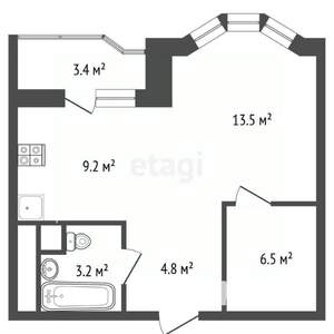 1-к квартира, вторичка, 41м2, 22/22 этаж