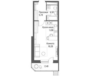 Студия квартира, вторичка, 37м2, 22/24 этаж