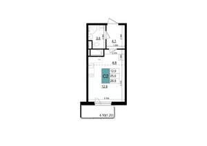 Студия квартира, строящийся дом, 27м2, 19/25 этаж