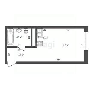 Студия квартира, сданный дом, 23м2, 17/17 этаж