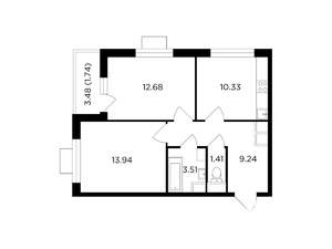 2-к квартира, строящийся дом, 53м2, 5/24 этаж
