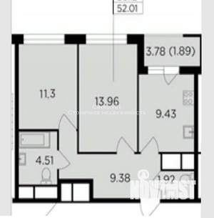2-к квартира, вторичка, 52м2, 12/24 этаж