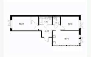 2-к квартира, вторичка, 65м2, 4/15 этаж