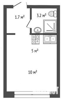 Студия квартира, вторичка, 20м2, 6/25 этаж